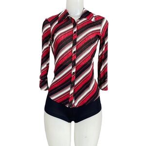 Rare Y2K Vintage Bebe Striped Button Top Size S